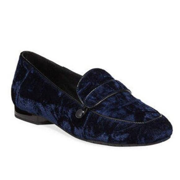 Donald J Pliner Haven Velvet Flat Loafers Slip On Navy Blue Womens Size US 5.5M - Picture 1 of 13